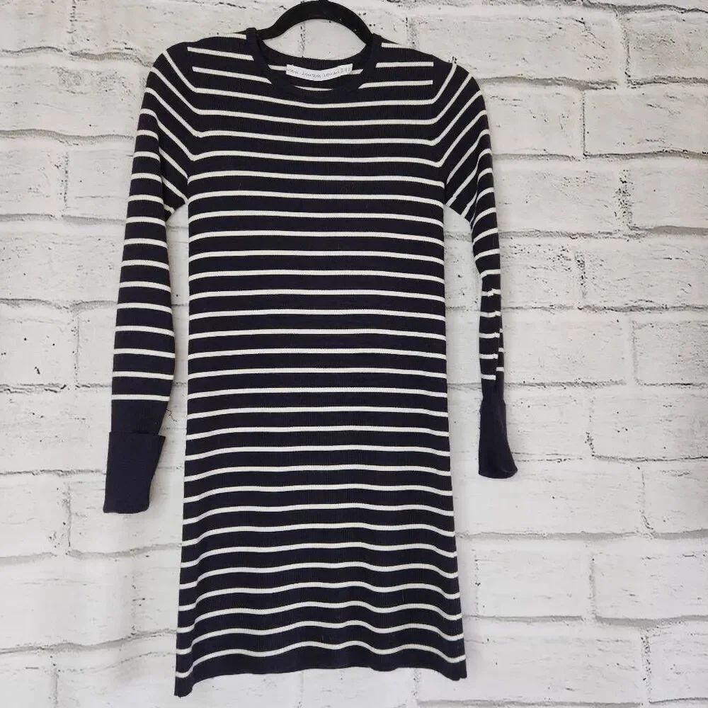 & Other Stories Womens Navy White Striped Wool Blend Knit Sweater Dress Size XS